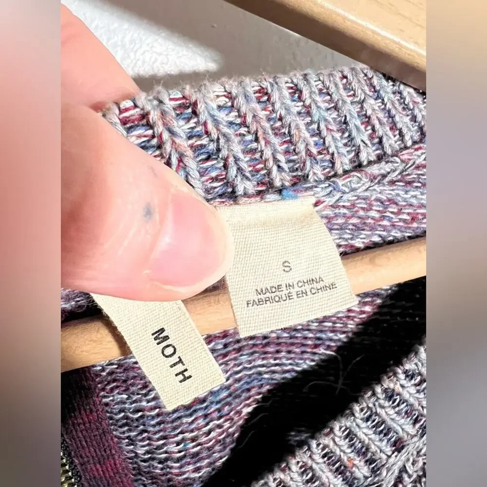 Anthropologie Moth anita tunic sweater in purple long sleeve crochet texture - Picture 6 of 6